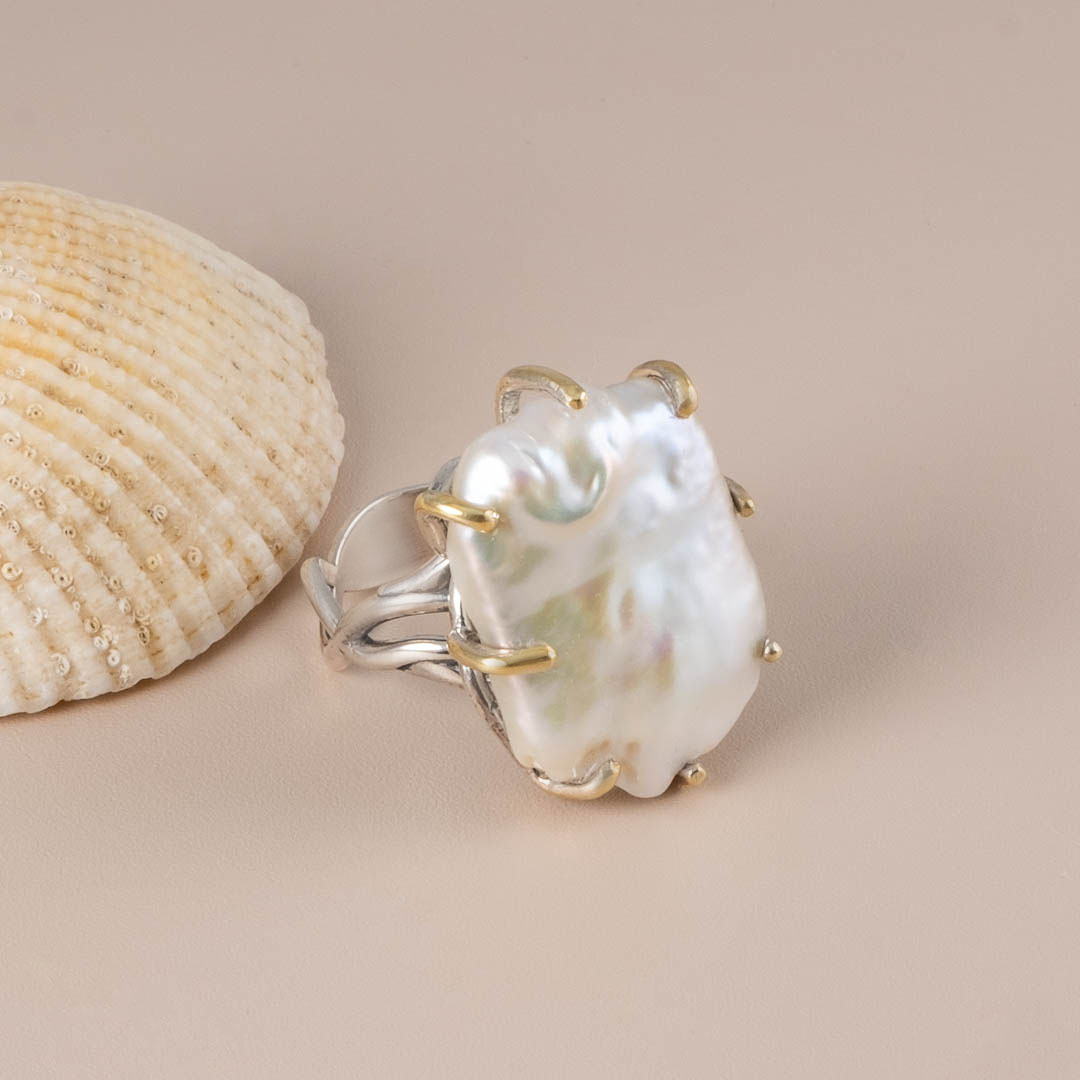 Rrr1453z Бароч.жемчуг Кольцо (Ag 925)