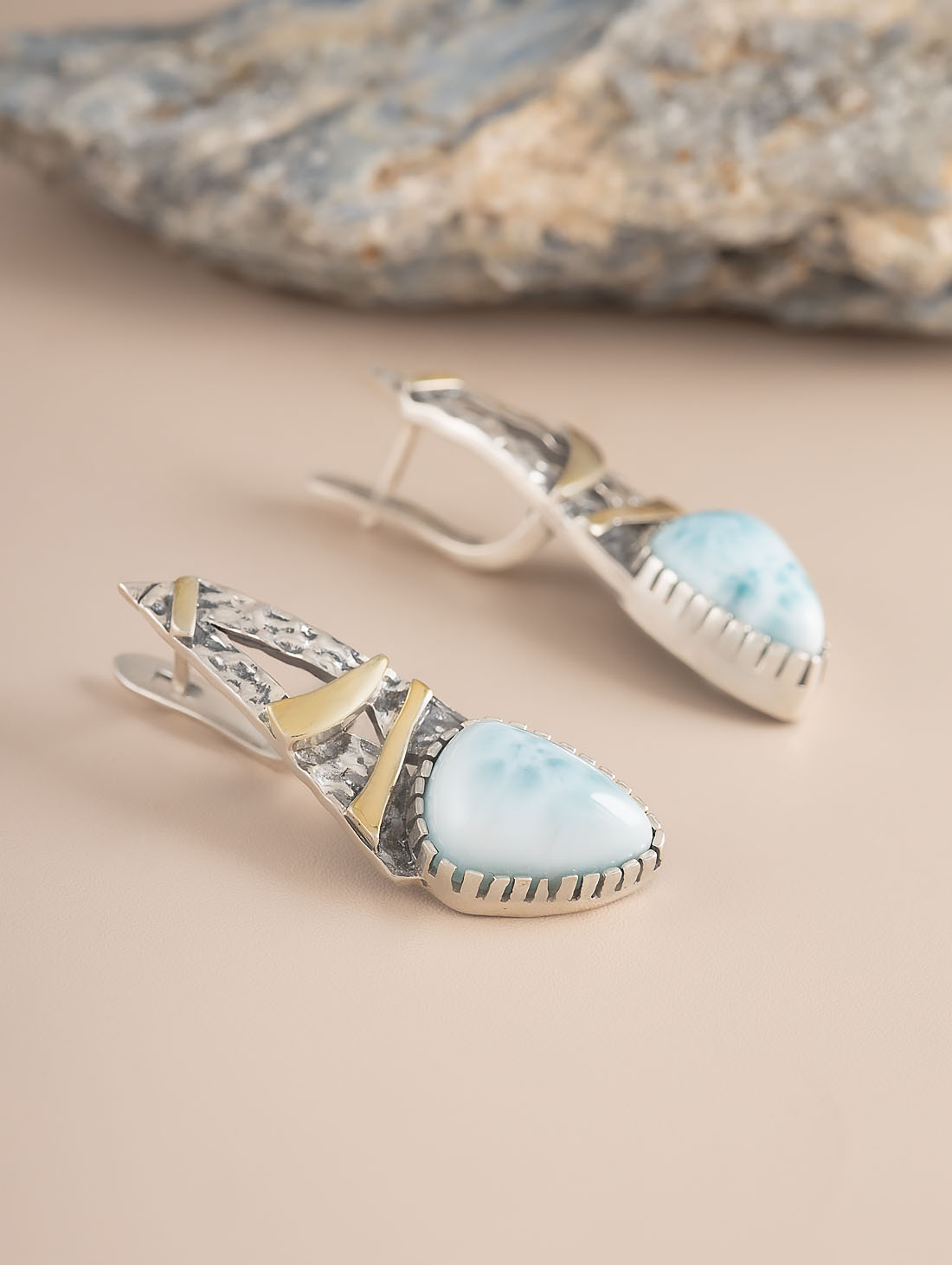 Err1494z Ларимар Серьги (Ag 925)