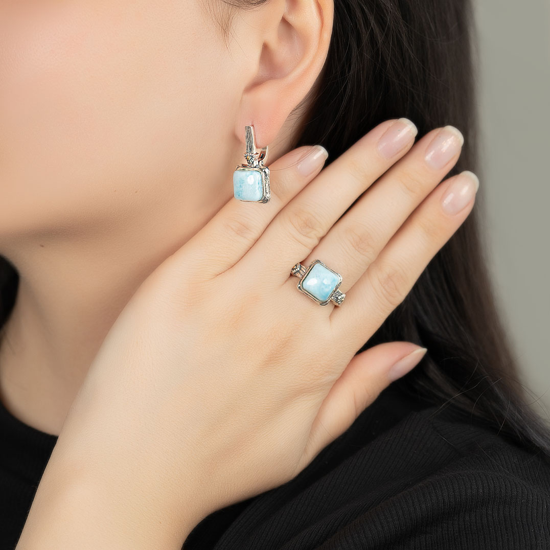 Rrr1260z Ларимар Кольцо (Ag 925)