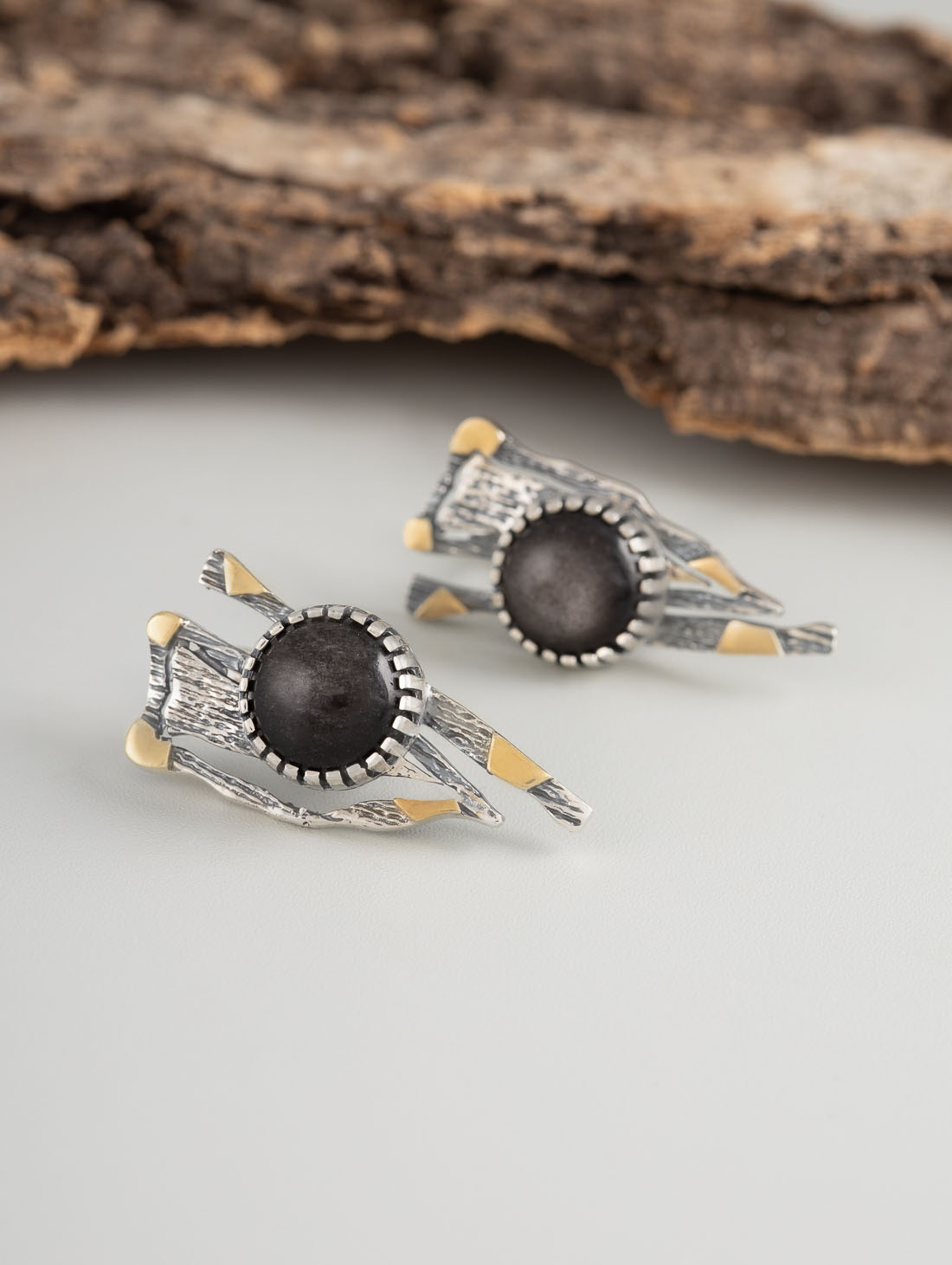 Err1504z Обсидиан Серьги (Ag 925)