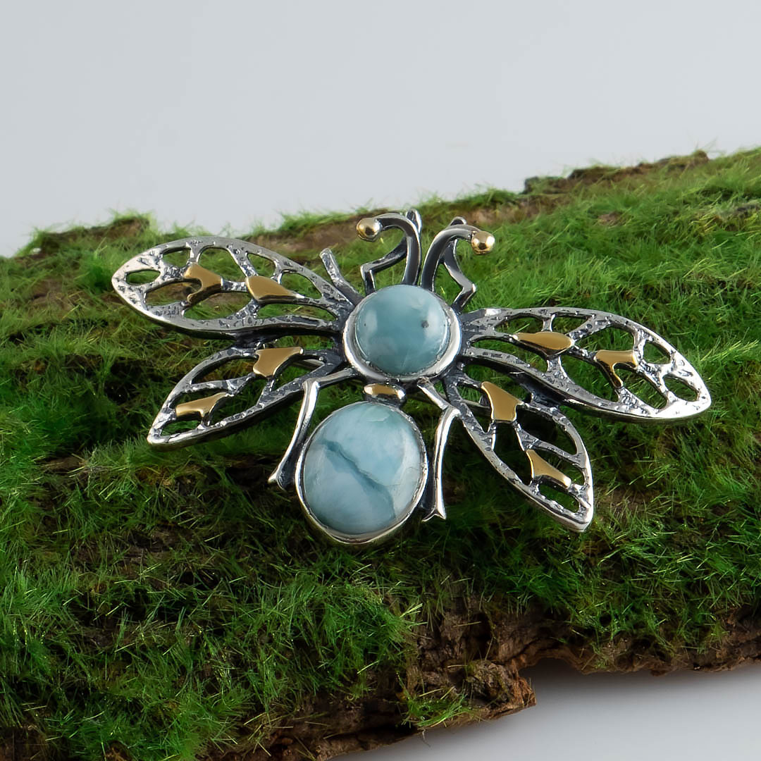 Brr1284z Ларимар Брошь (Ag 925)
