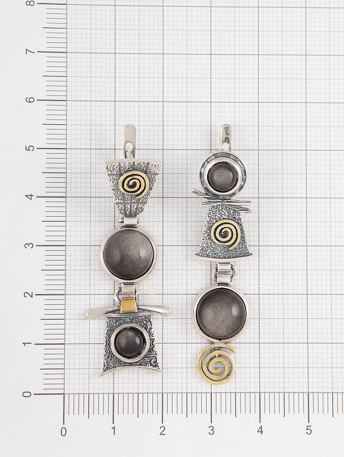 Err1182z Обсидиан Серьги (Ag_925)