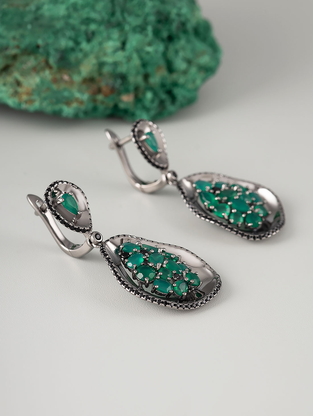 С0422А Агат Серьги (Ag 925)