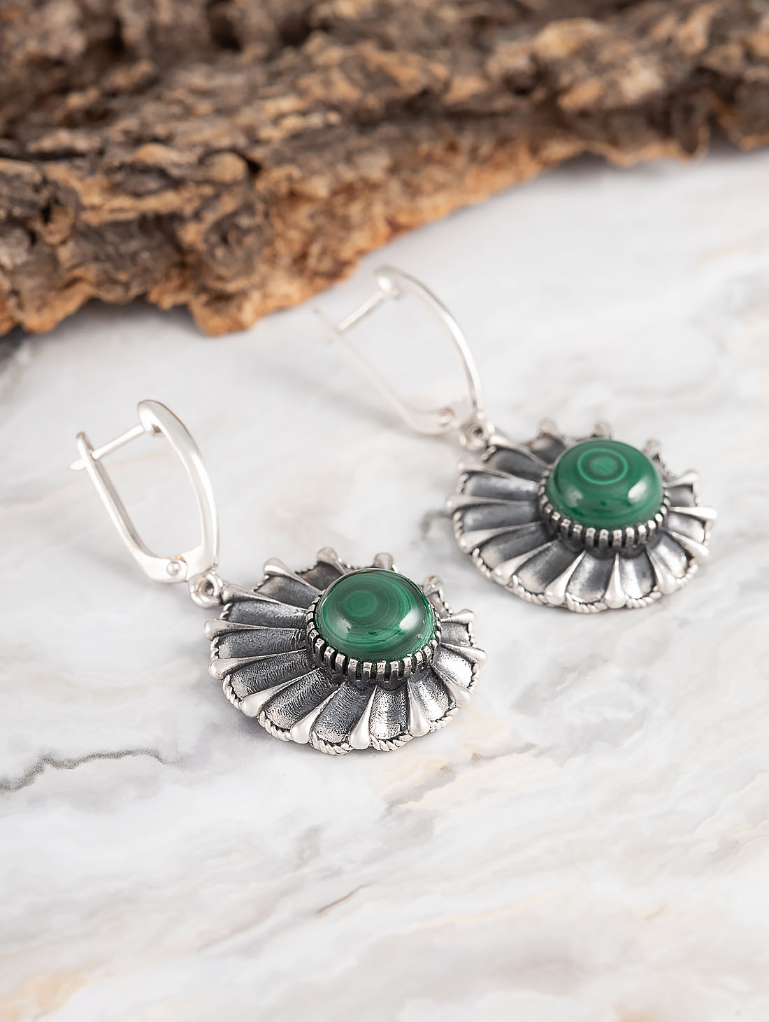 Err1478z Малахит Серьги (Ag 925)