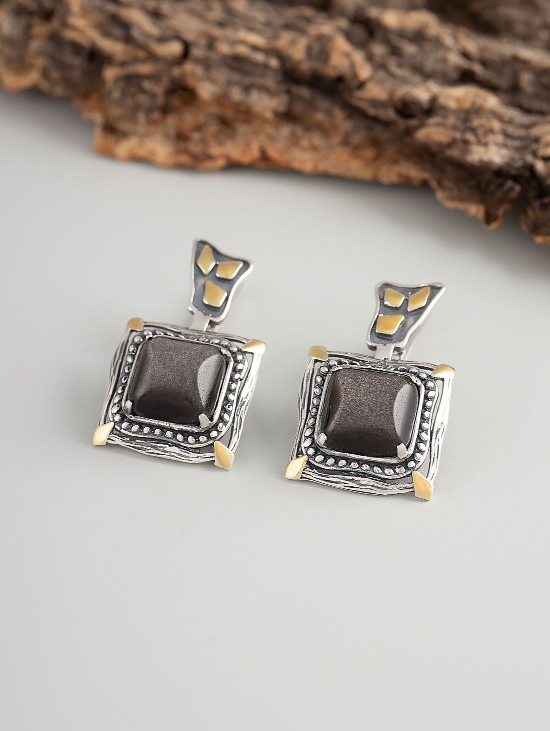 Err1340z Обсидиан Серьги (Ag 925)