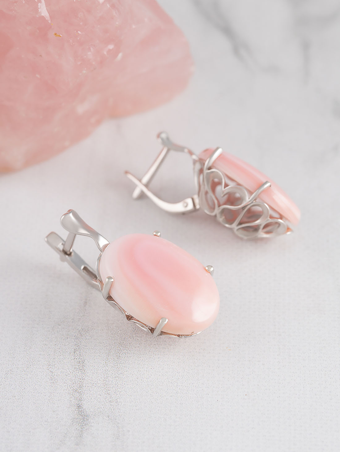 1578R Перламутр Серьги (Ag 925)