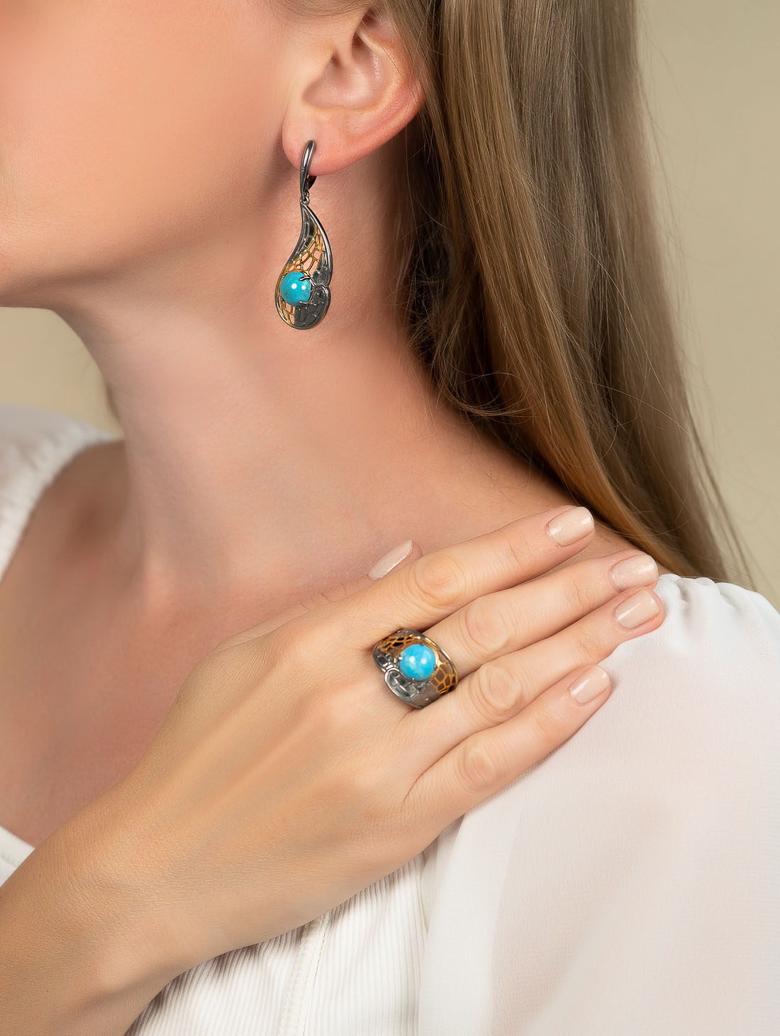 0610R Бирюза Кольцо (Ag 925)