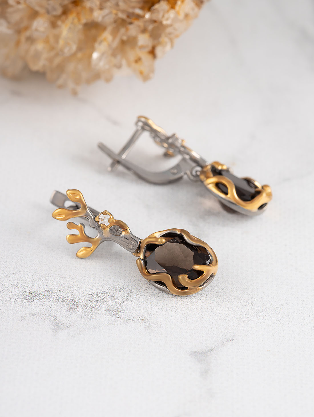 1603R Раухтопаз Серьги (Ag 925)