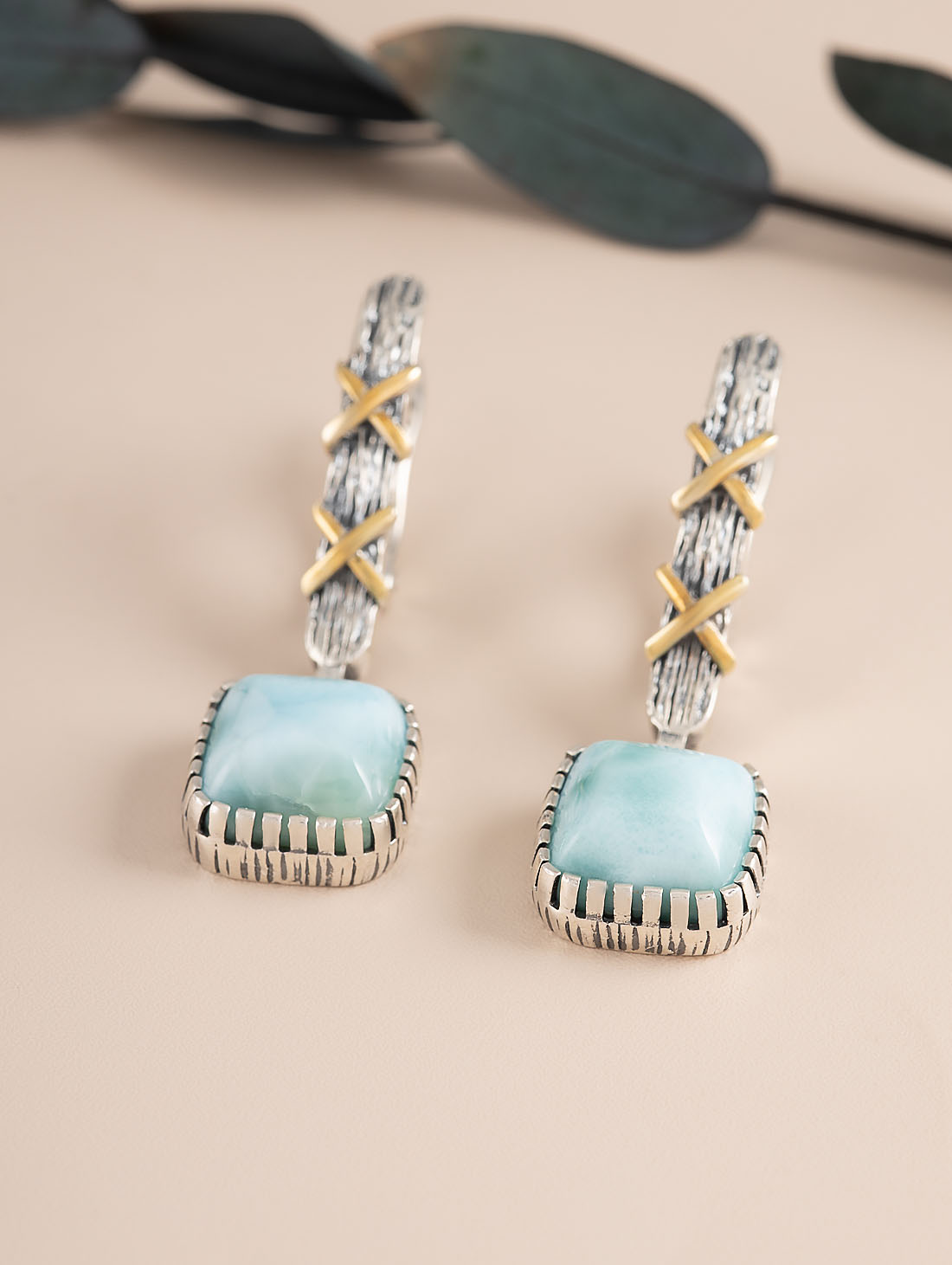 Err1506z Ларимар Серьги (Ag 925)