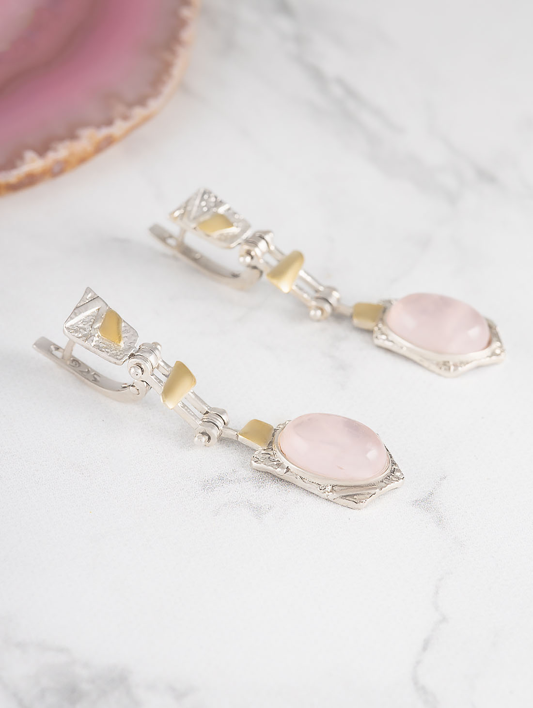 Err1189z Роз.кварц Серьги (Ag_925)