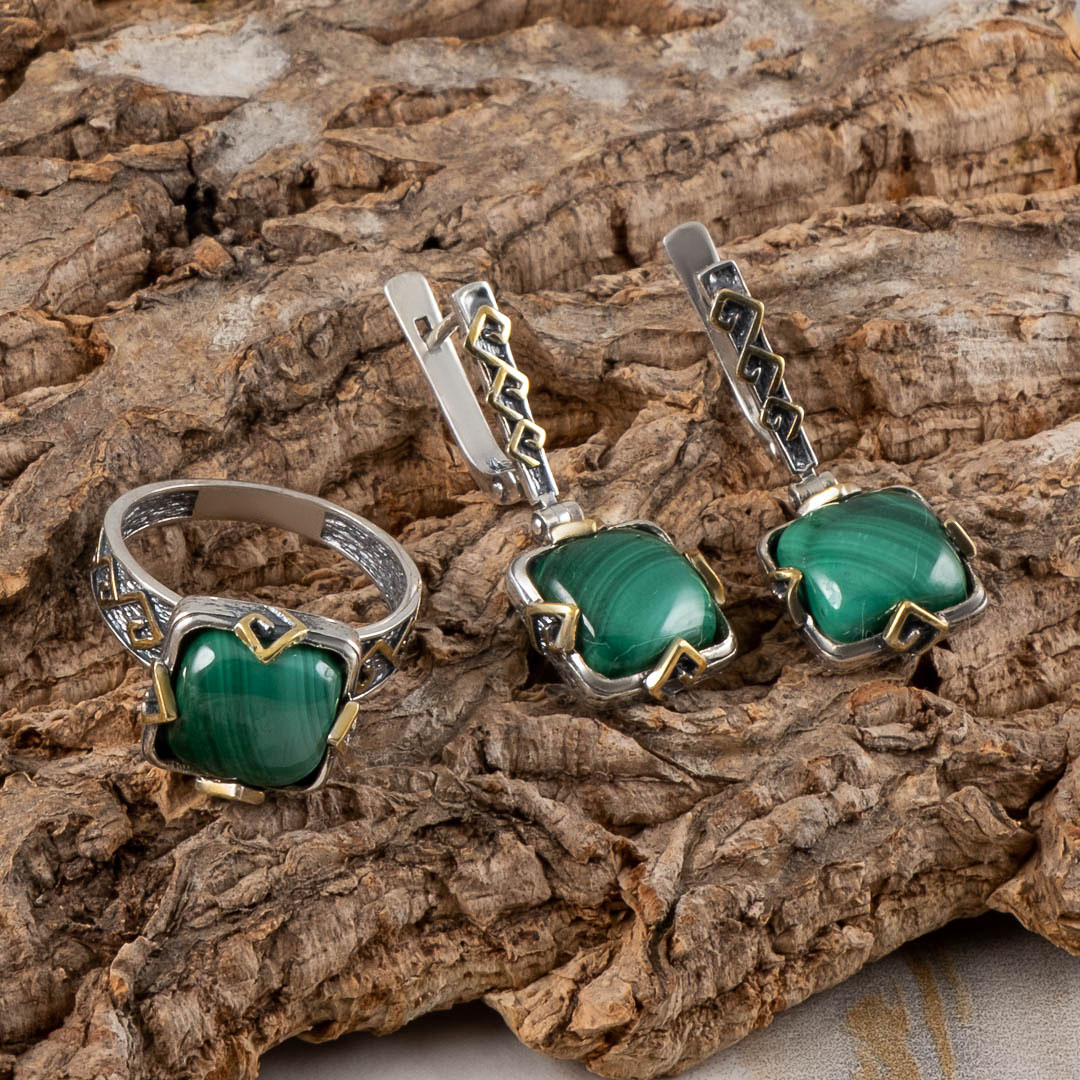 Err1286z Малахит Серьги (Ag 925)