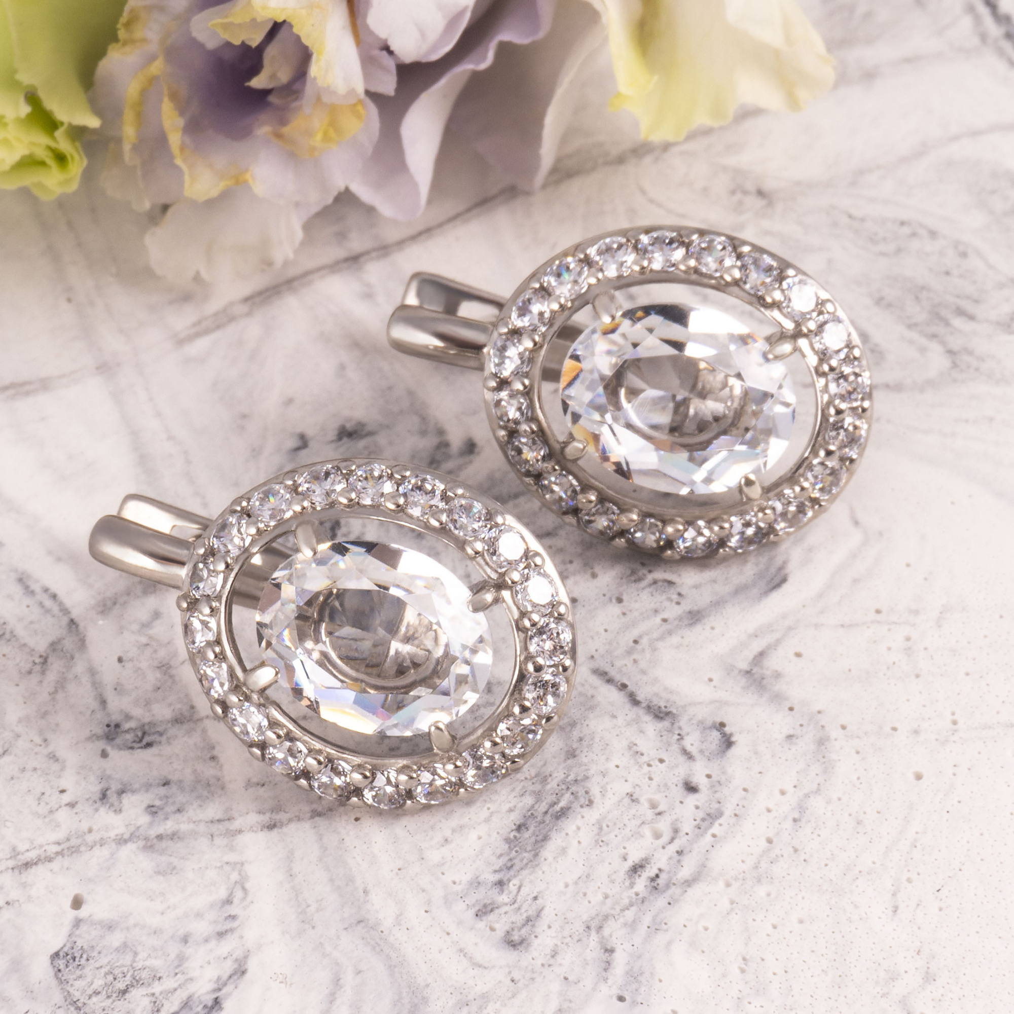 1505R Хрусталь Серьги (Ag 925)