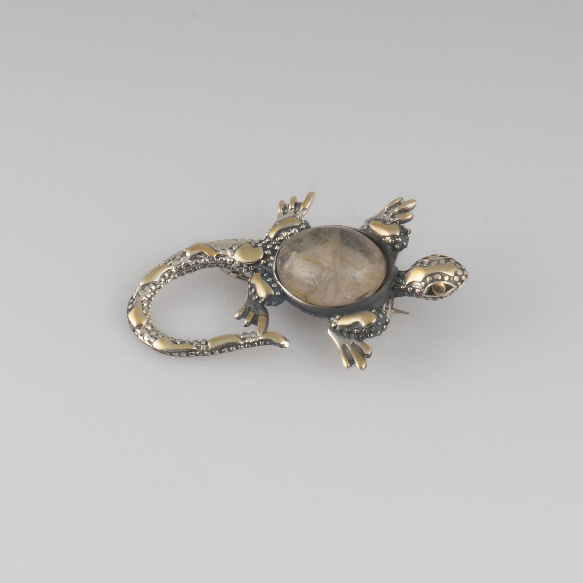 Brr1264z Рутил.кварц Брошь (Ag 925)