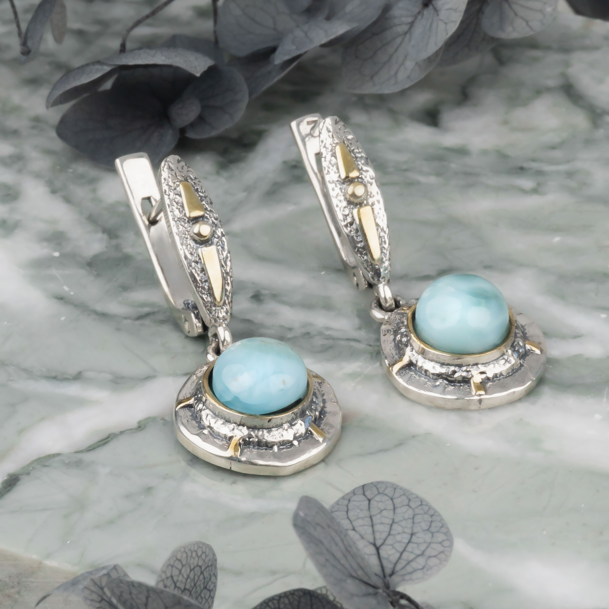 Err1167z Ларимар Серьги (Ag_925)