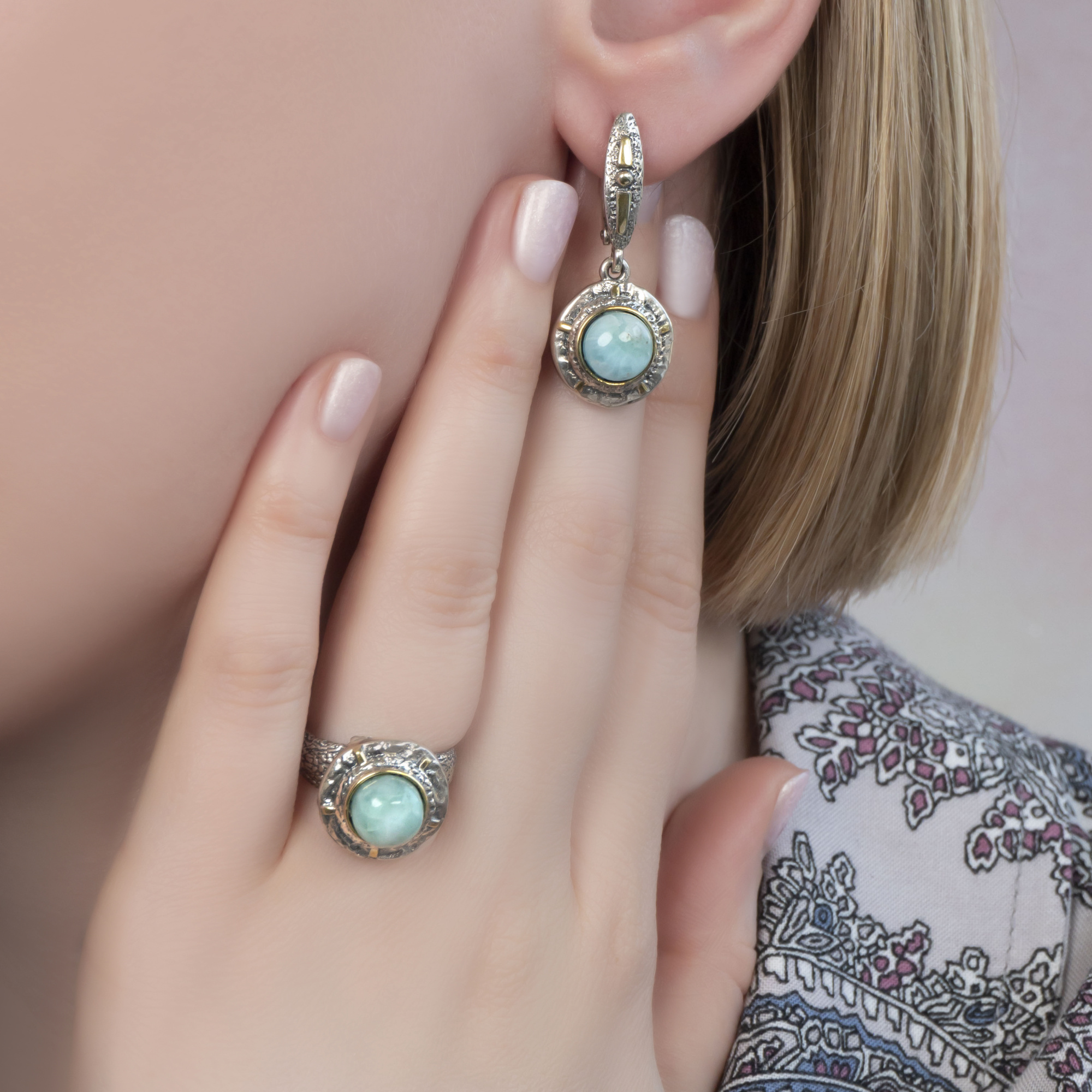 Err1167z Ларимар Серьги (Ag_925)