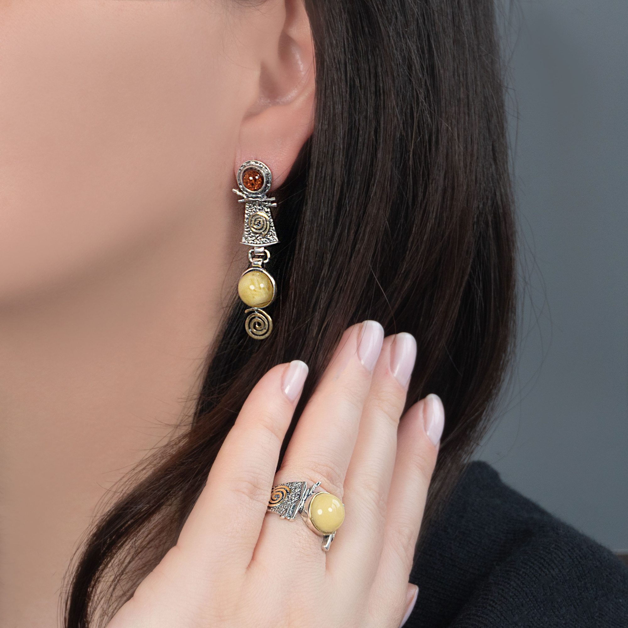 Err1182z св Янтарь Серьги (Ag_925)