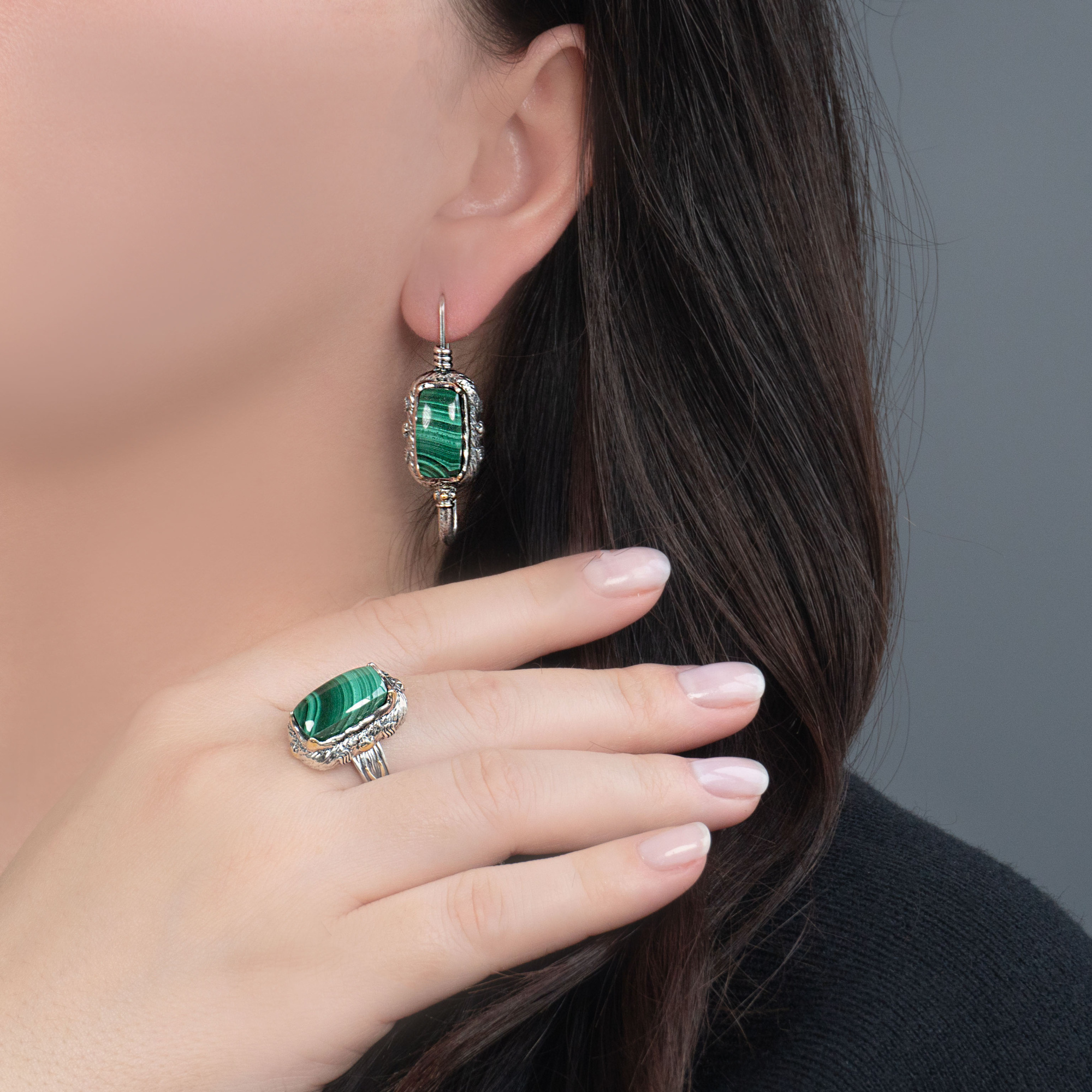 Err1350z Малахит Серьги (Ag 925)