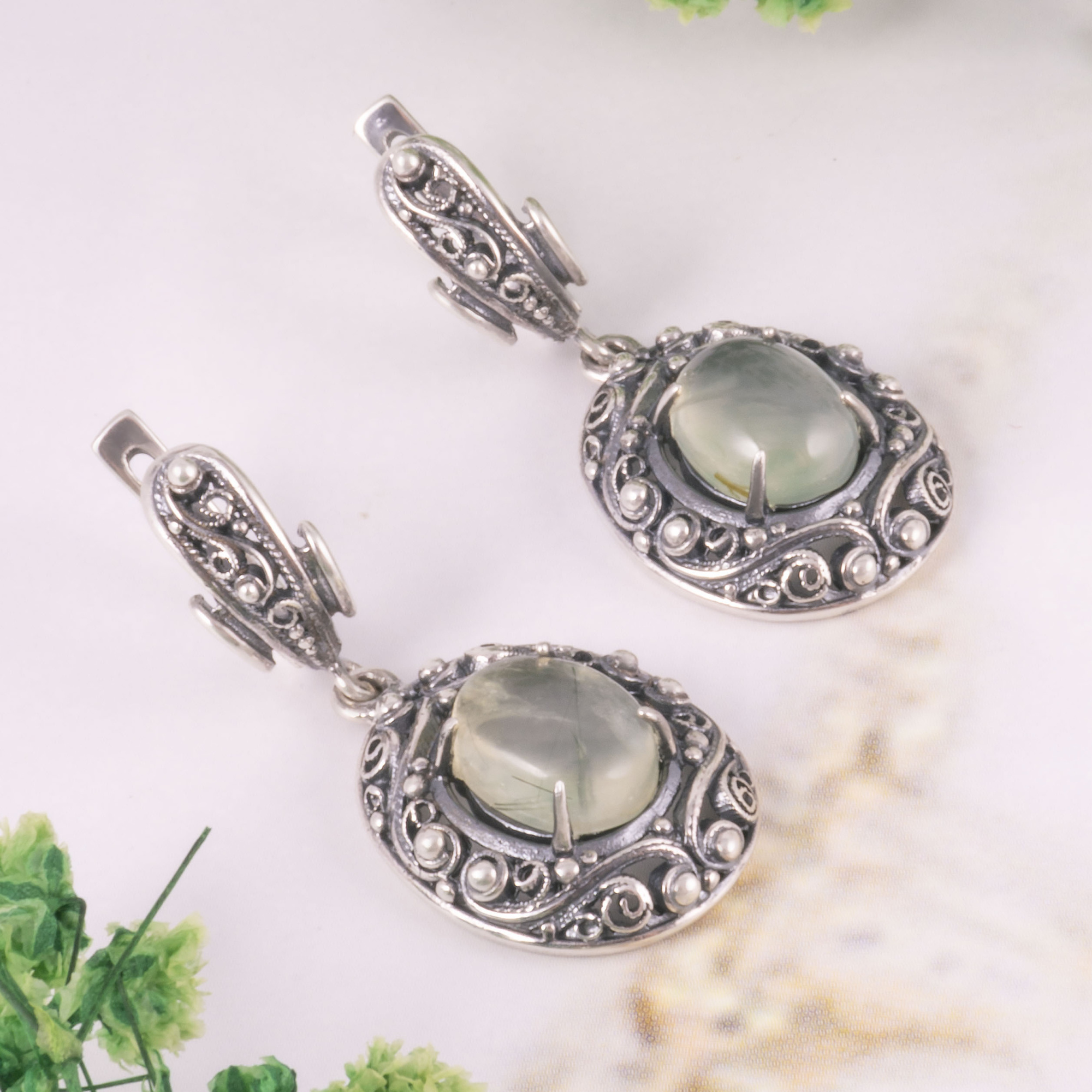 1222 Пренит Серьги (Ag 925)