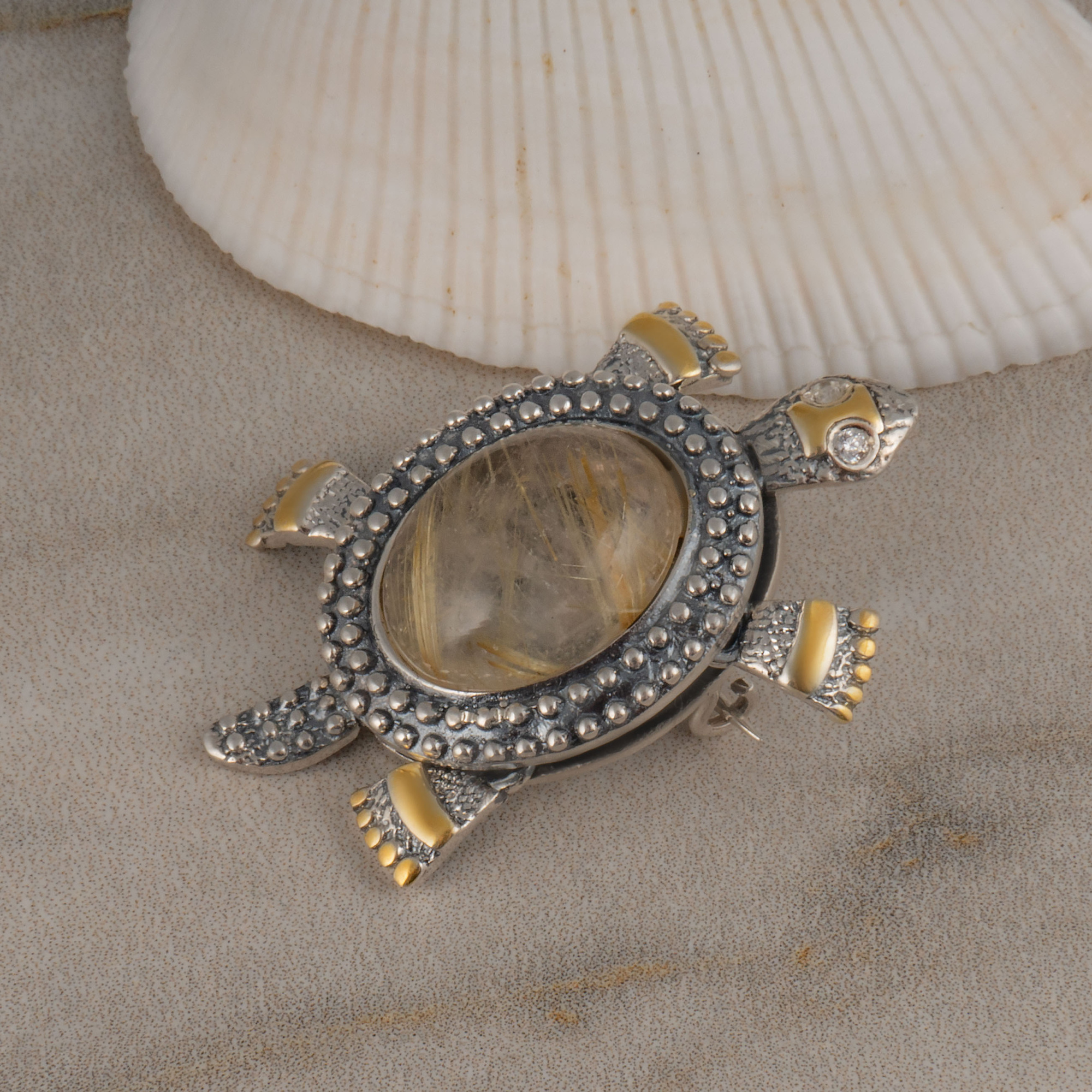 Brr1265z Рутил Брошь (Ag 925)