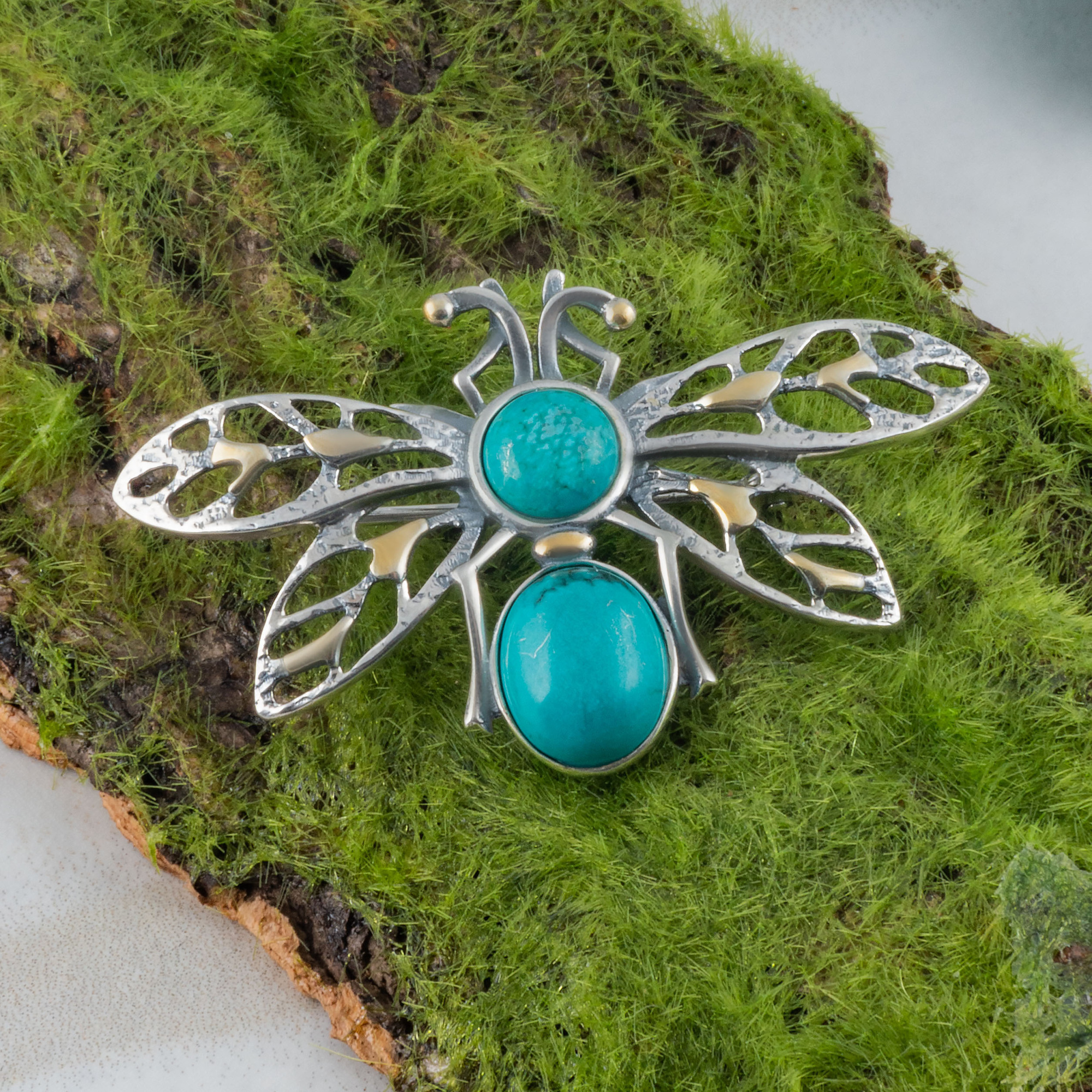 Brr1284z Бирюза Брошь (Ag 925)