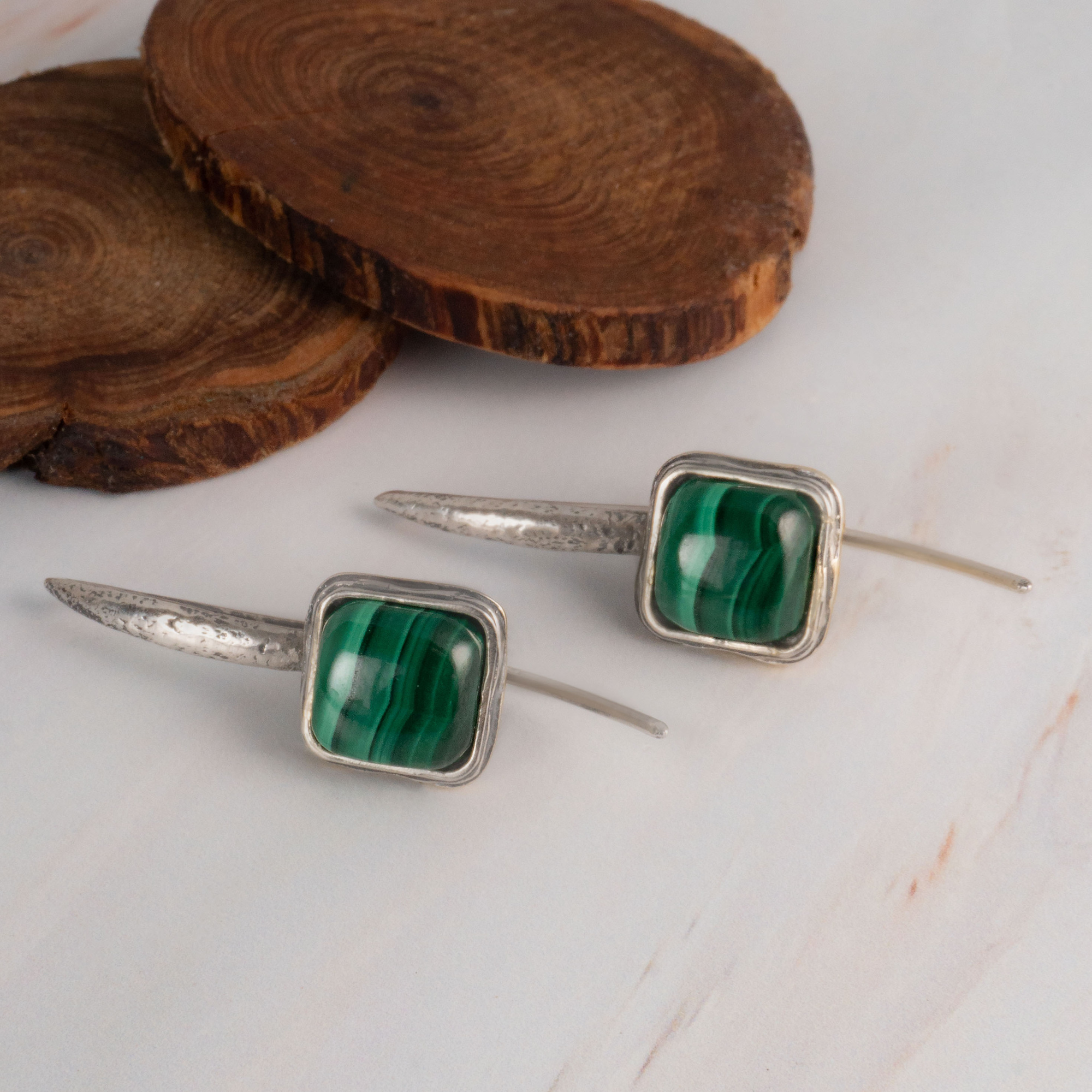 Err1306z Малахит Серьги (Ag 925)