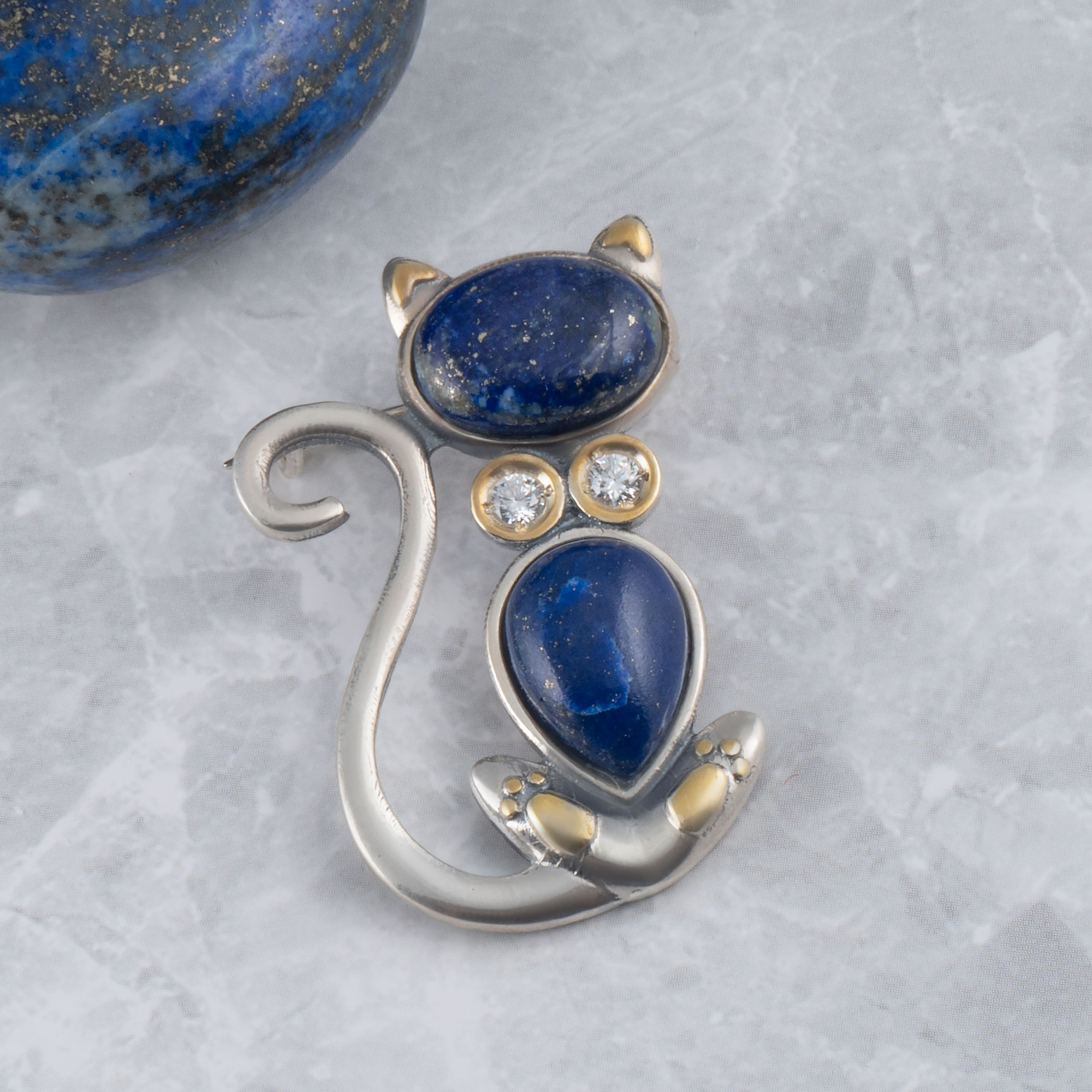 Brr1263z Лазурит Брошь (Ag 925)