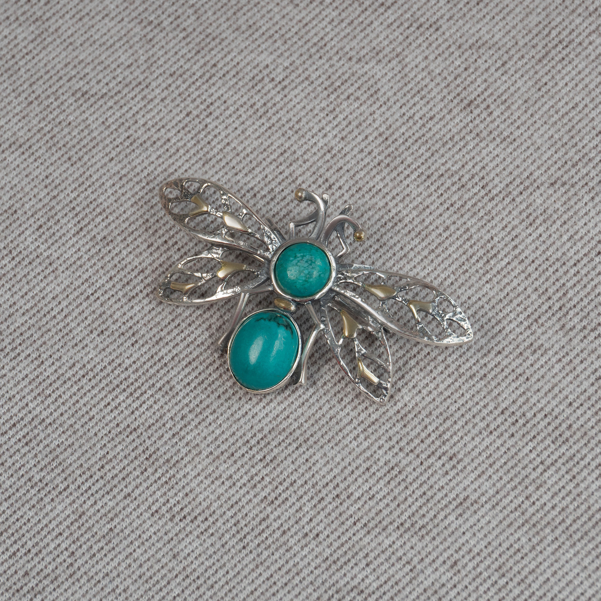 Brr1284z Бирюза Брошь (Ag 925)