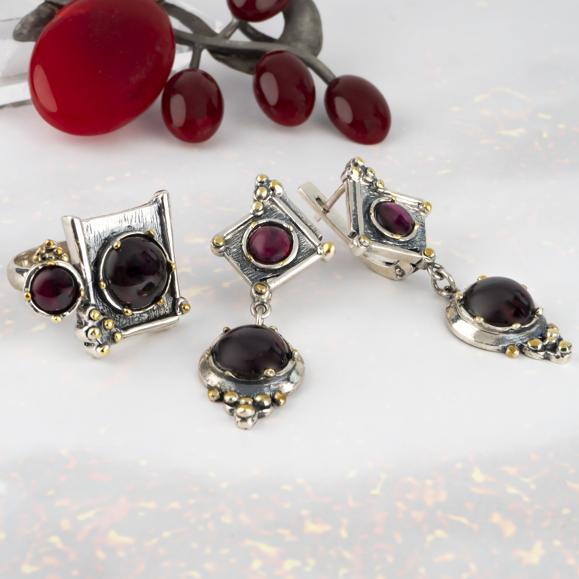 Rrr1086z Гранат Кольцо (Ag_925)