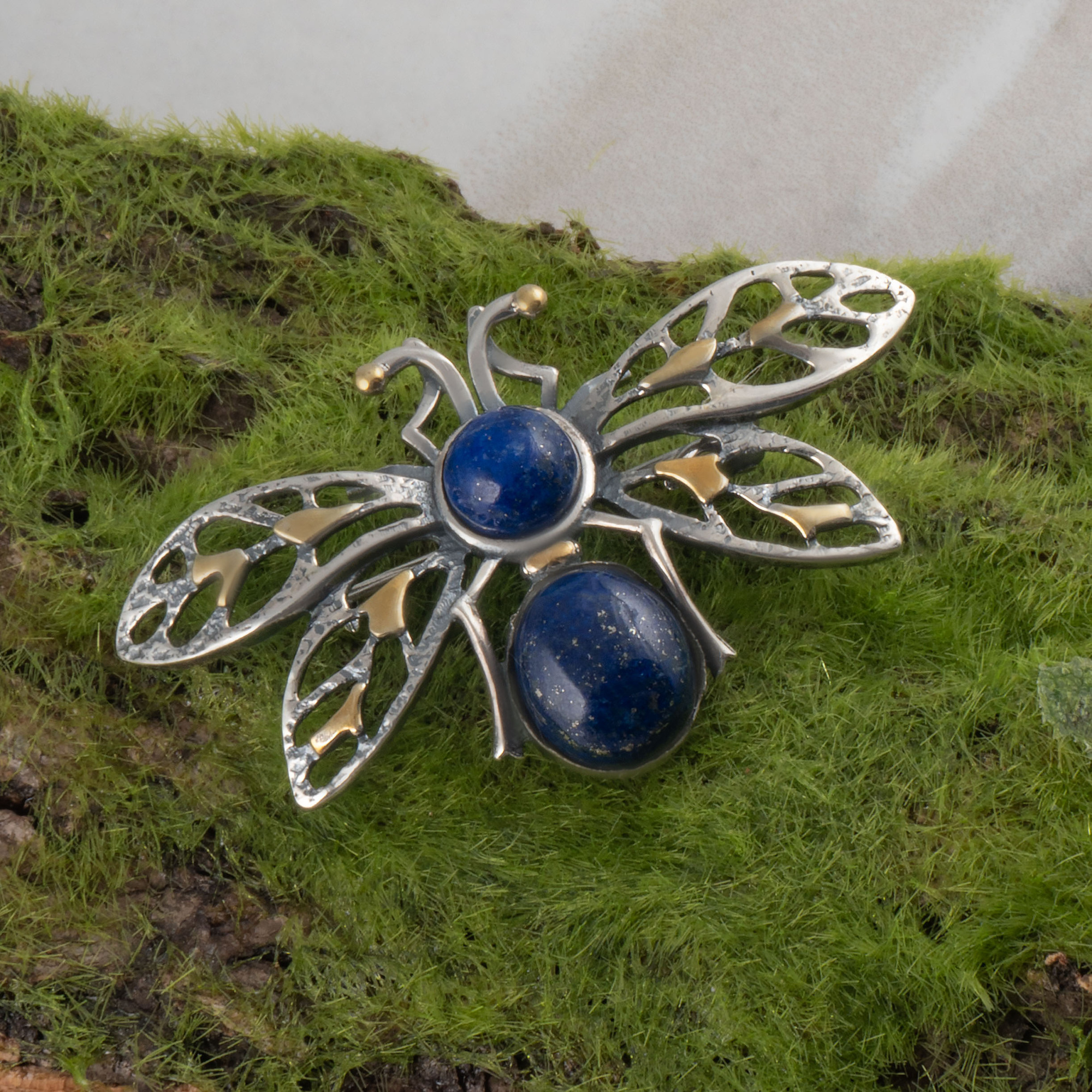 Brr1284z Лазурит Брошь (Ag 925)