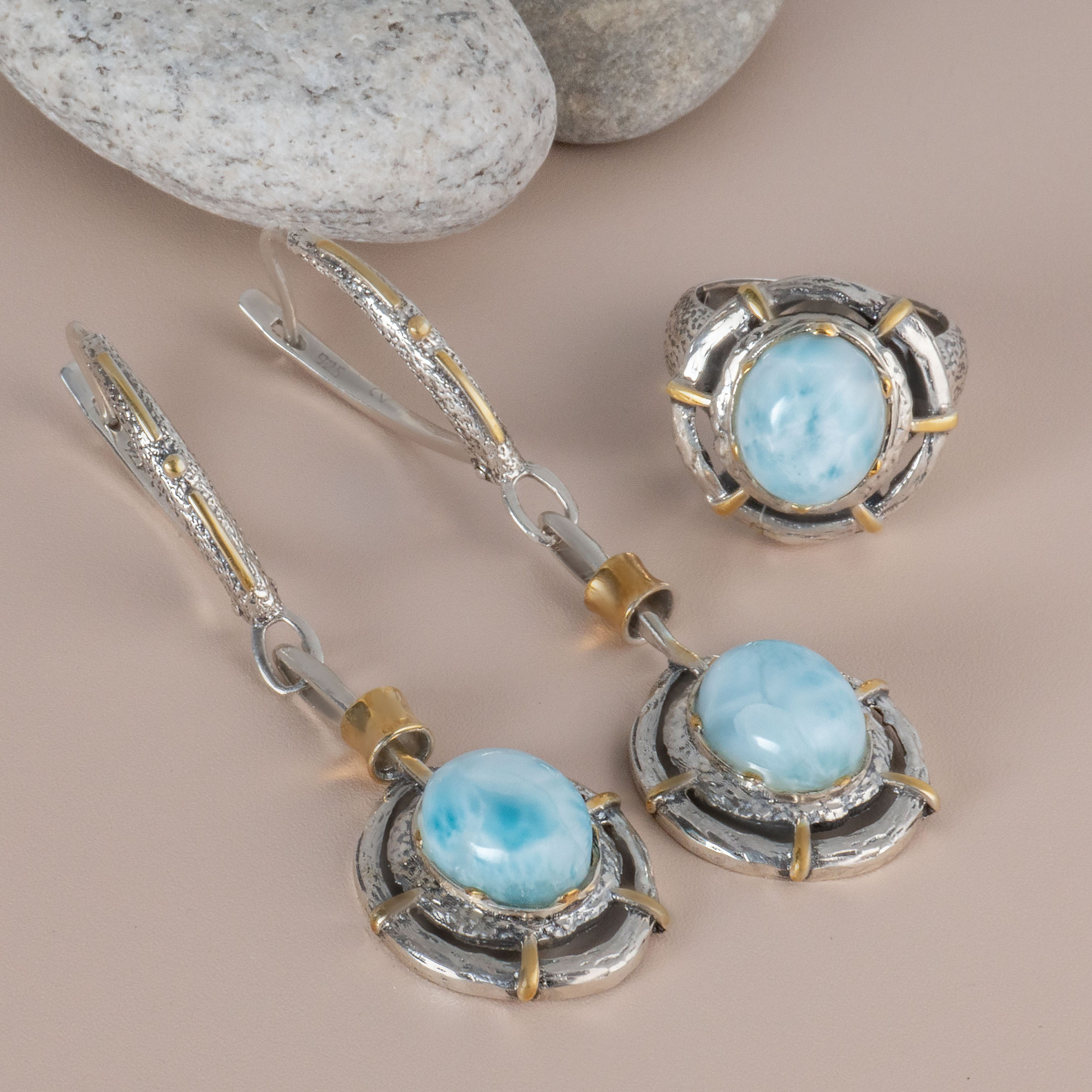 Rrr1164z Ларимар Кольцо (Ag_925)