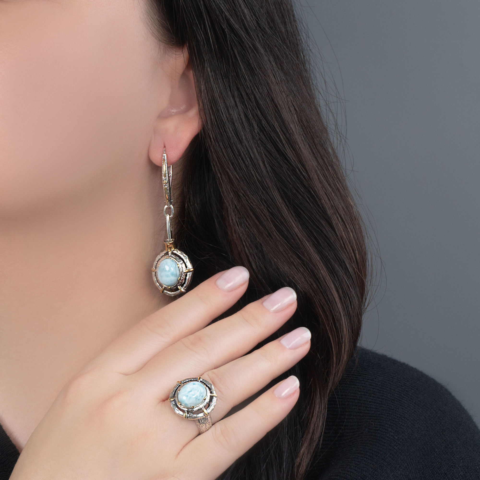 Rrr1164z Ларимар Кольцо (Ag_925)