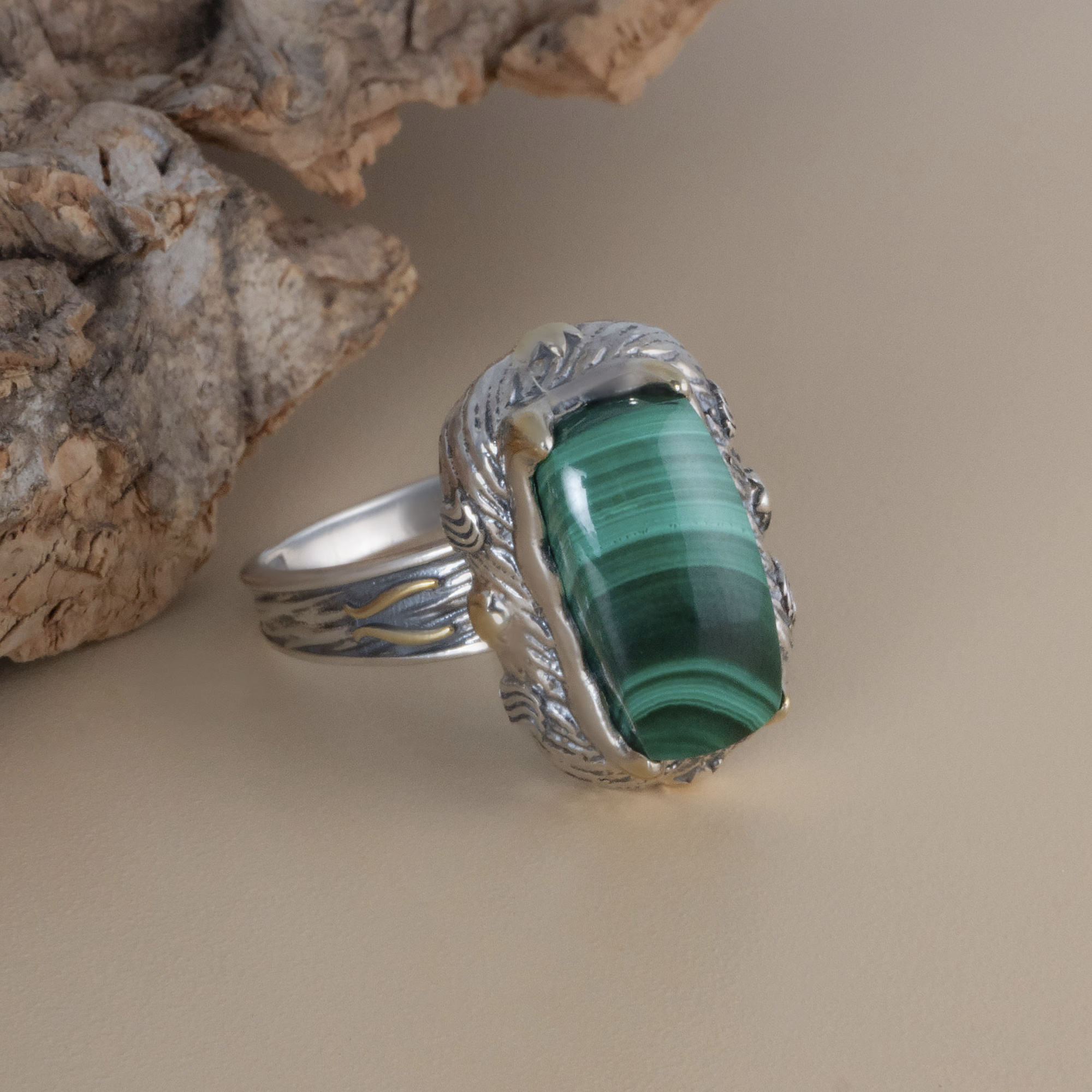 Rrr1350z Малахит Кольцо (Ag 925)