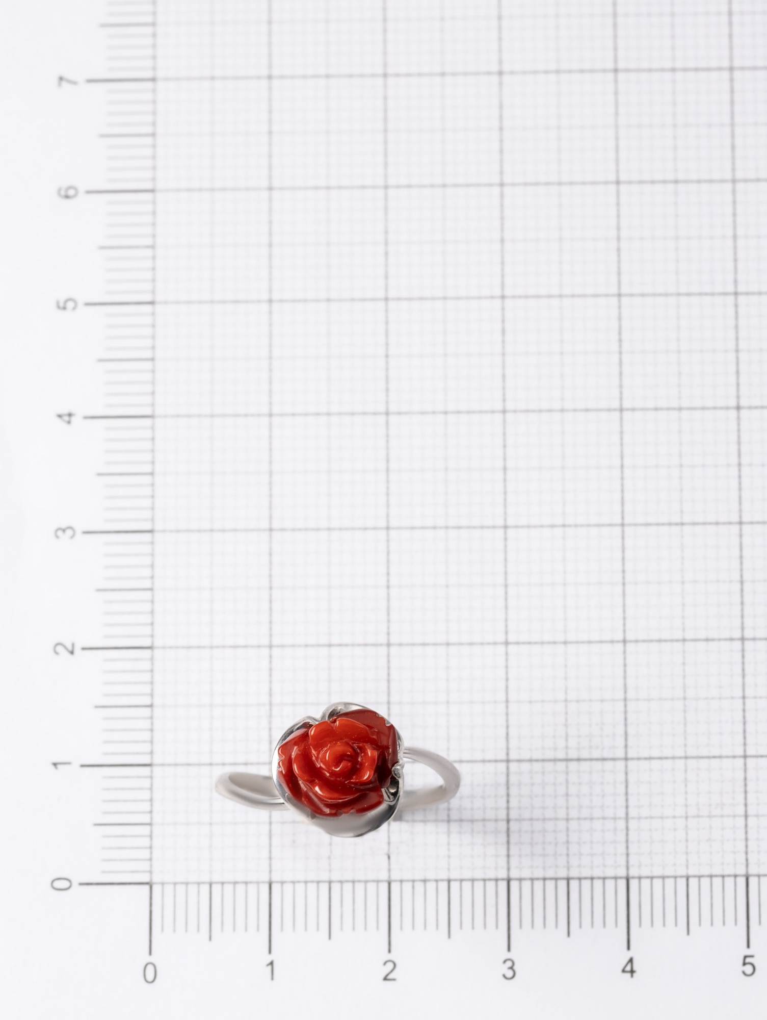 0274R Коралл узор крас Кольцо (Ag 925)