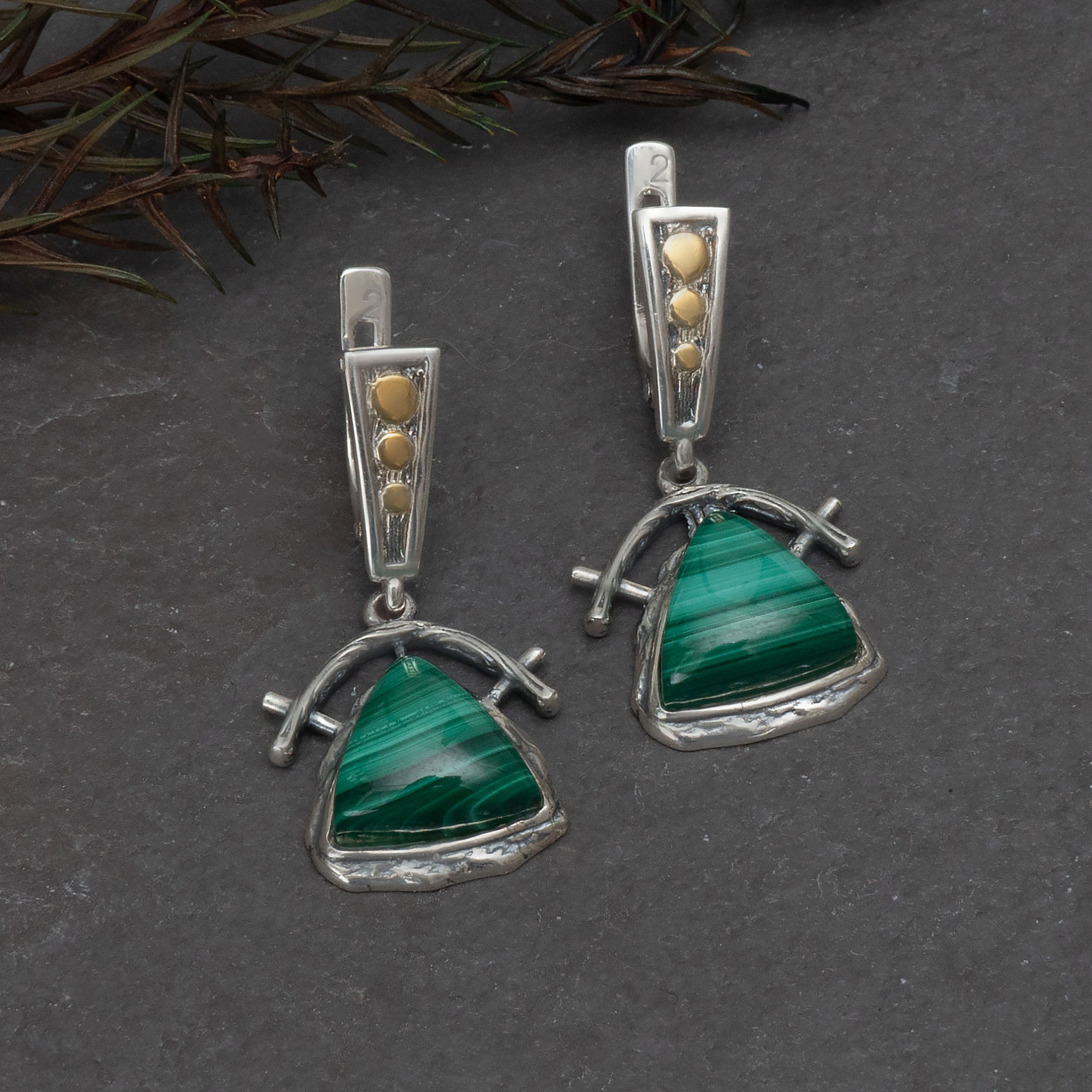 Err1268z Малахит Серьги (Ag_925)