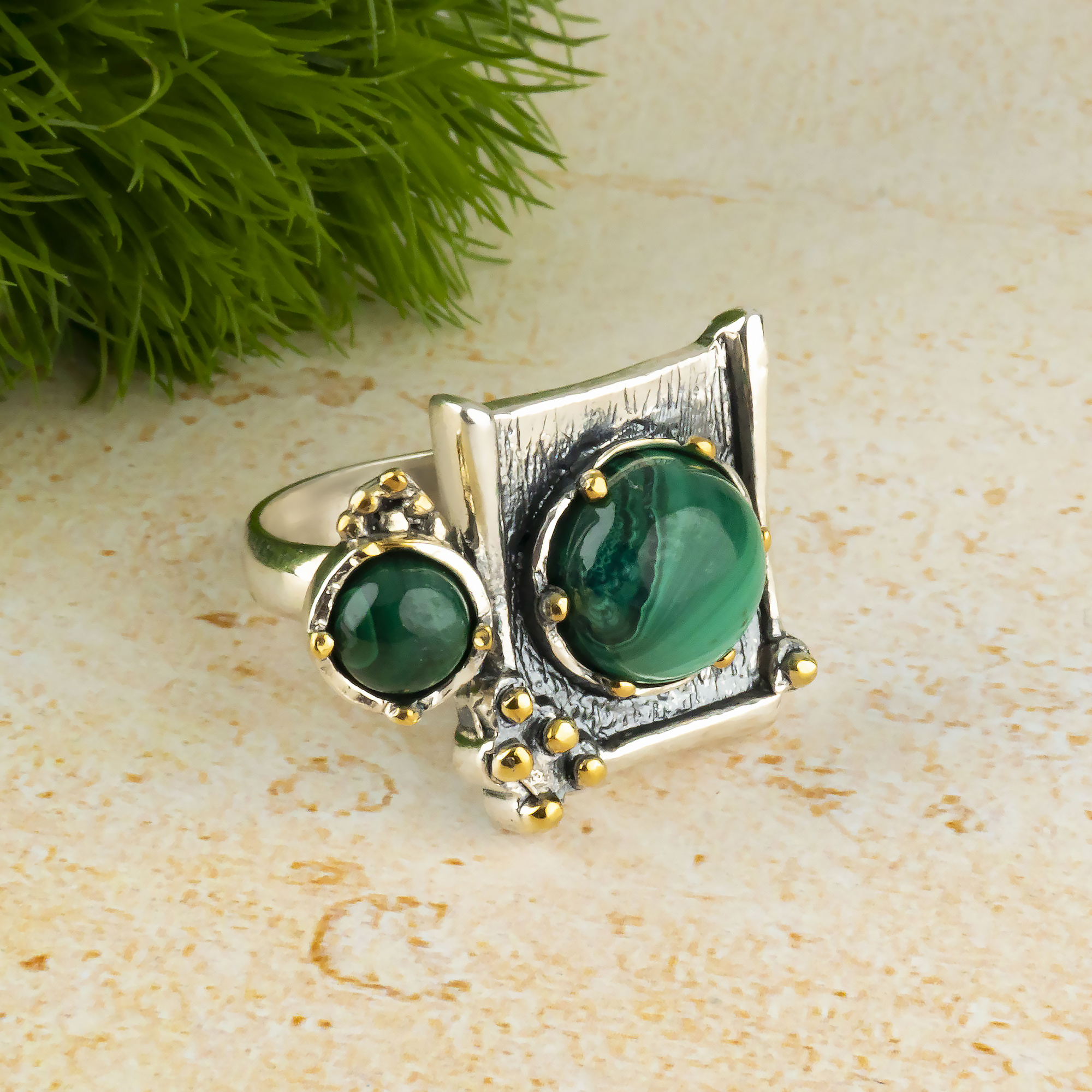 Rrr1086z Малахит Кольцо (Ag_925)