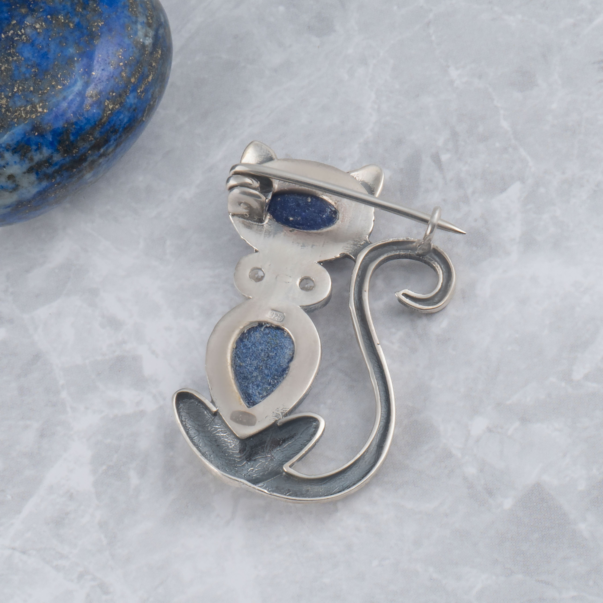 Brr1263z Лазурит Брошь (Ag 925)